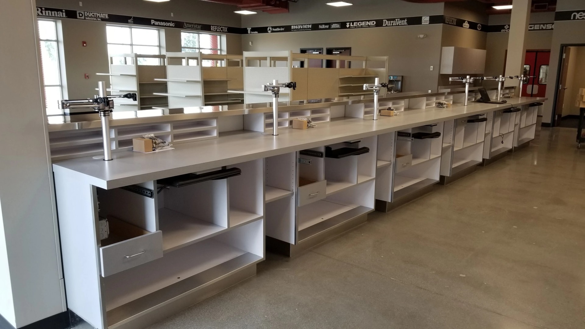 commercial stainless steel service counter custom metal cabinetry fabrication