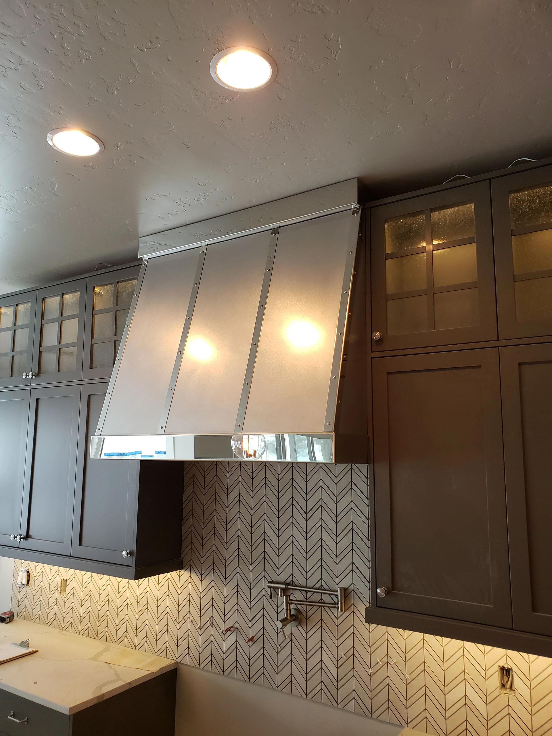 custom stainless steel range hood riveted sheet metal kitchen fabrication