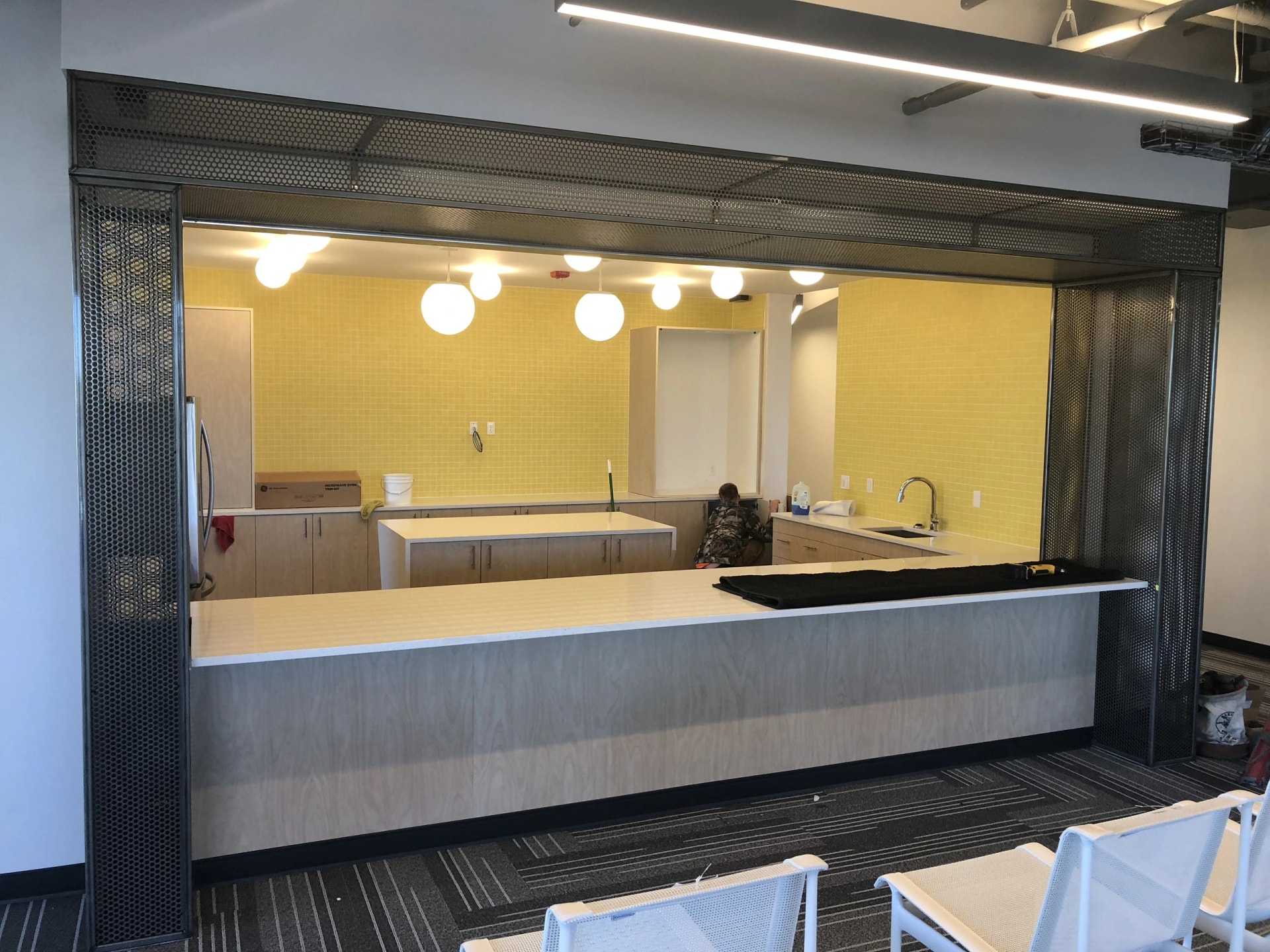 perforated sheet metal architectural frame commercial kitchen opening